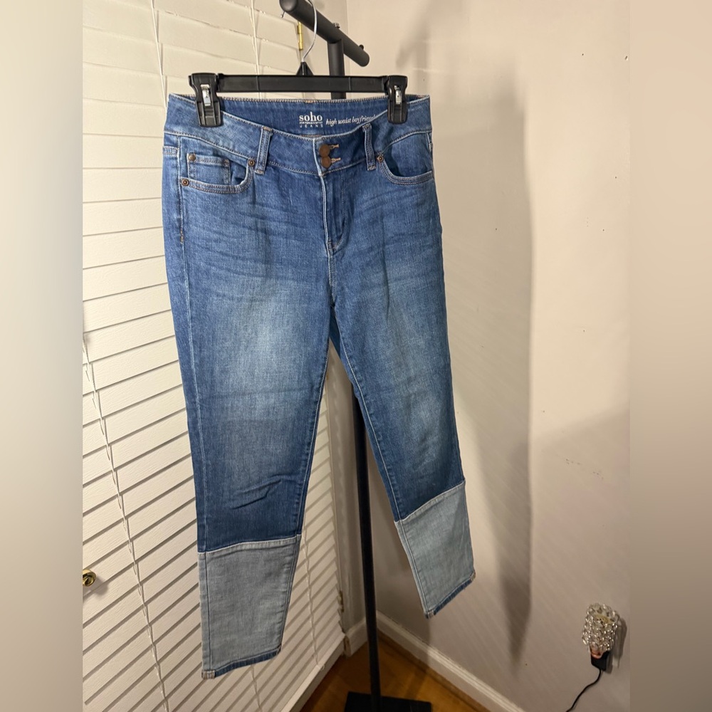 New York & Company Two-Tone Blue Cropped Jeans